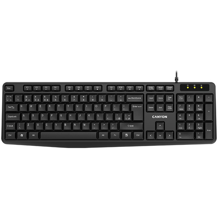 CANYON Klawiatura KB-1 Przewodowa EN/ES Czarna