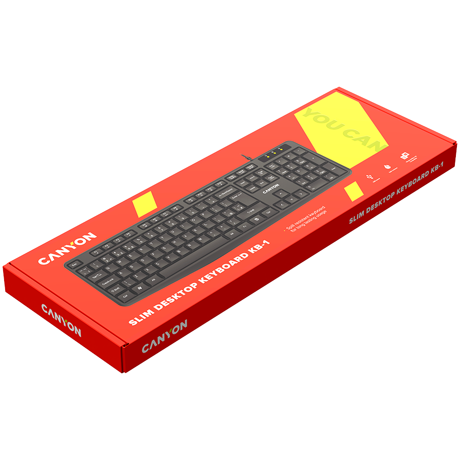 CANYON Klawiatura KB-1 Przewodowa EN/ES Czarna