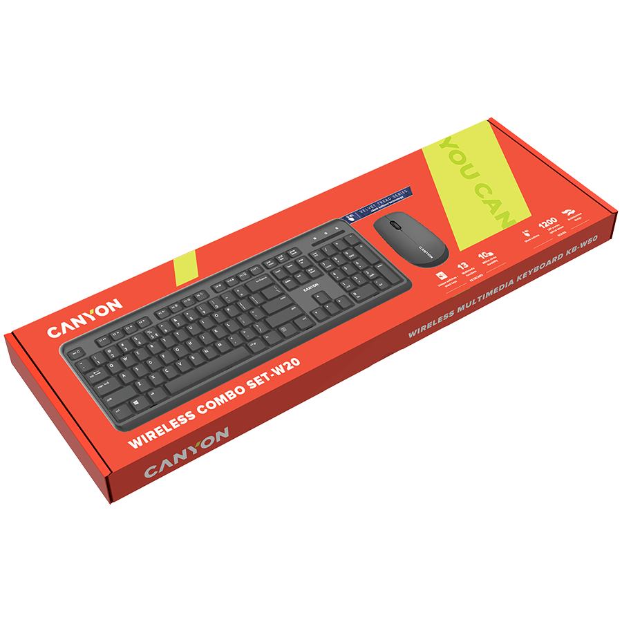 CANYON Zestaw klawiatura + mysz SET-W20 UK/US Bezprz. Czarny-3