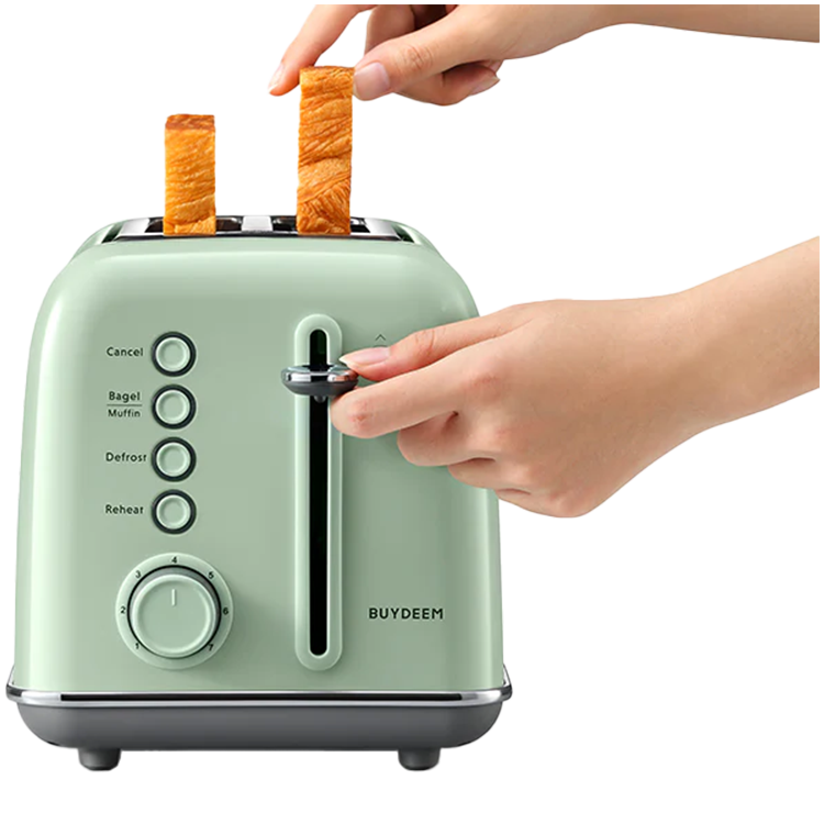 BUYDEEM Toster na 2 kromki, DT620E, Cozy Greenish, EU
