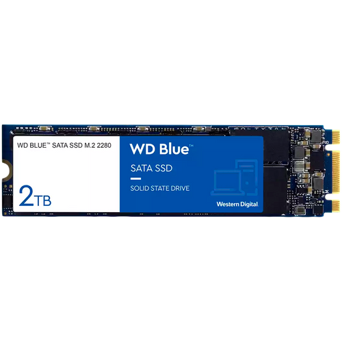 WD SSD Blue SA510 2TB SATA, M.2 2280, Read/Write: 560/520 MBps, IOPS 87K/83K, TBW: 500