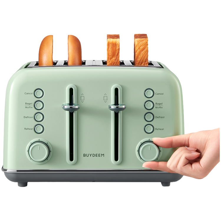 BUYDEEM Toster na 4 kromki, DT640E, Cozy Greenish, EU-8
