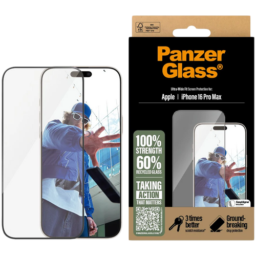 PANZERGLASS Protector iPhone 16 Pro Max, Ultra-Wide Fit
