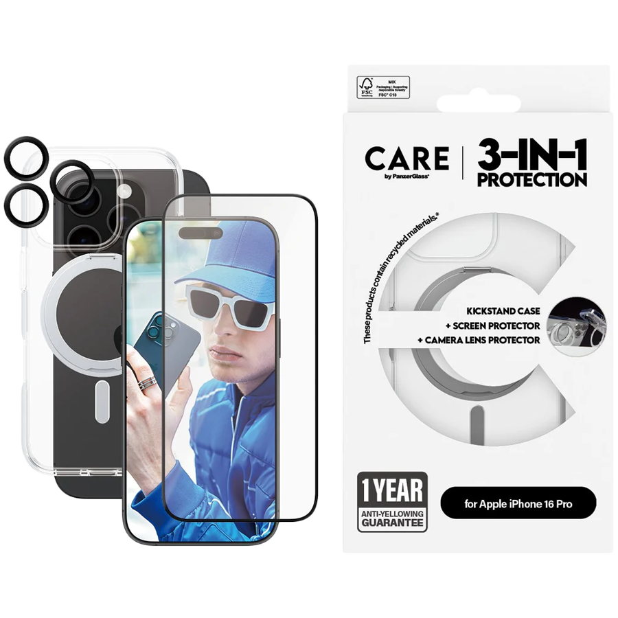 PANZERGLASS Feature 3-in-1 Ceramic Bundle iPhone 16 Pro-1