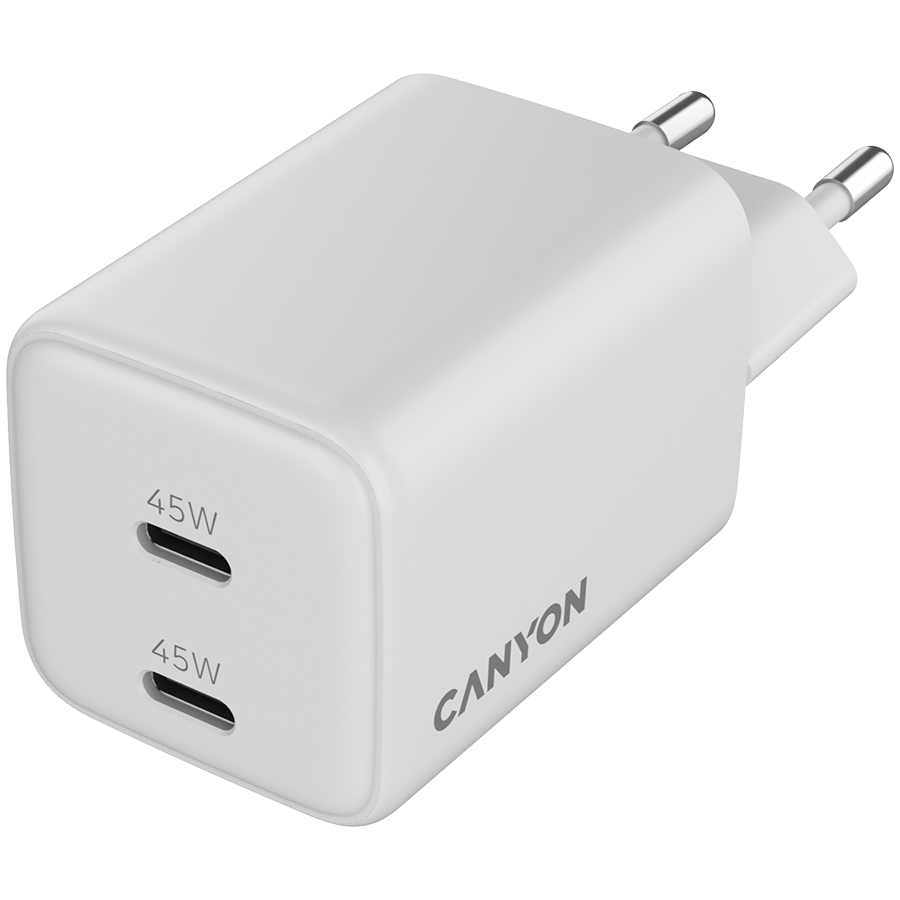 CANYON Ładowarka sieciowa CU45CC GaN 45W 2xPD EU Biała-4