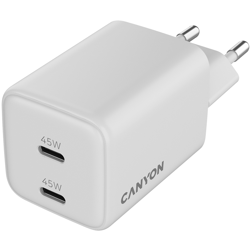 CANYON Ładowarka sieciowa CU45CC GaN 45W 2xPD EU Biała-4