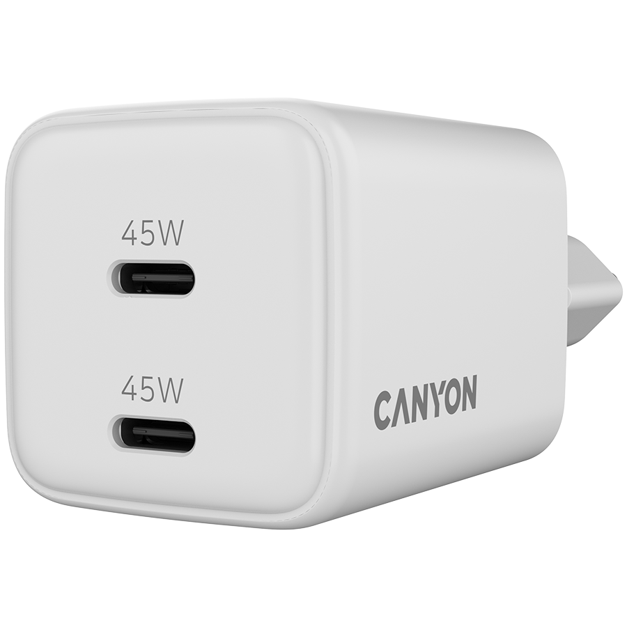 CANYON Ładowarka sieciowa CU45CC GaN 45W 2xPD EU Biała-10