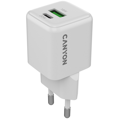 CANYON Ładowarka sieciowa CU20AC GaN 20W 1xPD 1xQC EU Biała