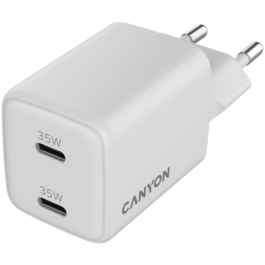 CANYON Ładowarka sieciowa CU35CC GaN 35W 2xPD EU Biała