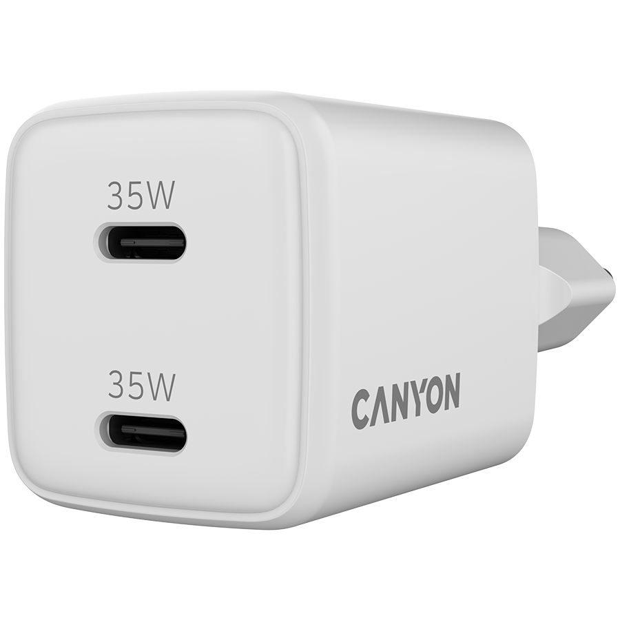 CANYON Ładowarka sieciowa CU35CC GaN 35W 2xPD EU Biała