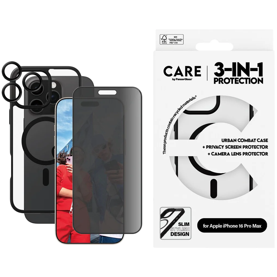 PANZERGLASS Flagship 3-in-1 Privacy Bundle iPhone 16 Pro Max-1