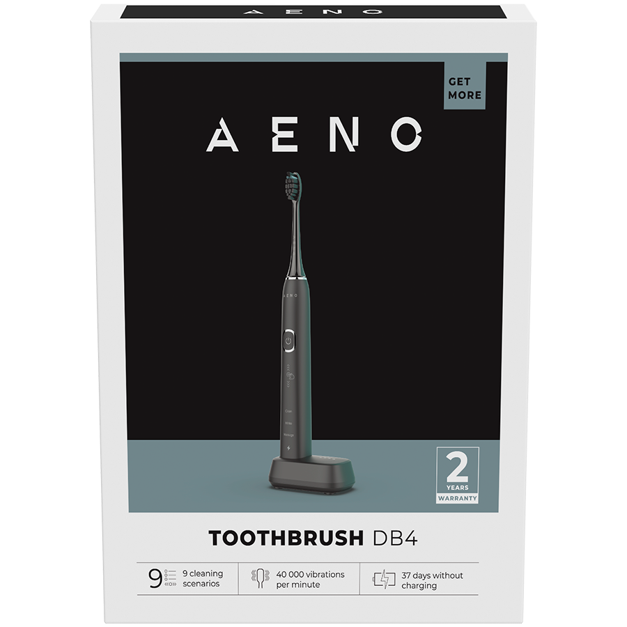 AENO DB3 Szczoteczka soniczna 46000 RPM 9 trybów 40 dni IPX7 Czarna
