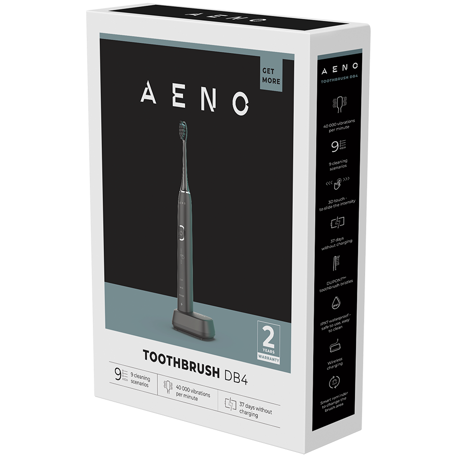 AENO DB3 Szczoteczka soniczna 46000 RPM 9 trybów 40 dni IPX7 Czarna