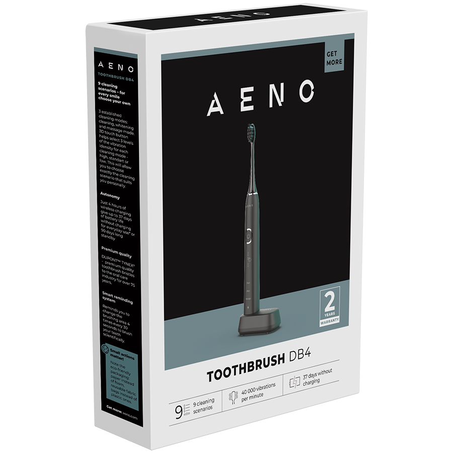 AENO DB3 Szczoteczka soniczna 46000 RPM 9 trybów 40 dni IPX7 Czarna