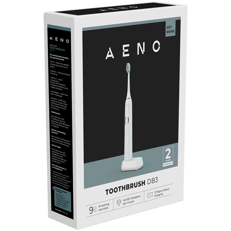 AENO DB3 Szczoteczka soniczna 46000 RPM 9 trybów 40 dni IPX7 Biała