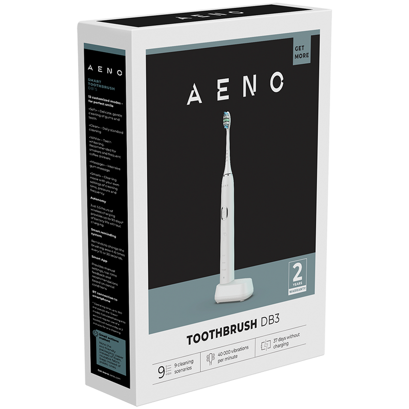 AENO DB3 Szczoteczka soniczna 46000 RPM 9 trybów 40 dni IPX7 Biała-16