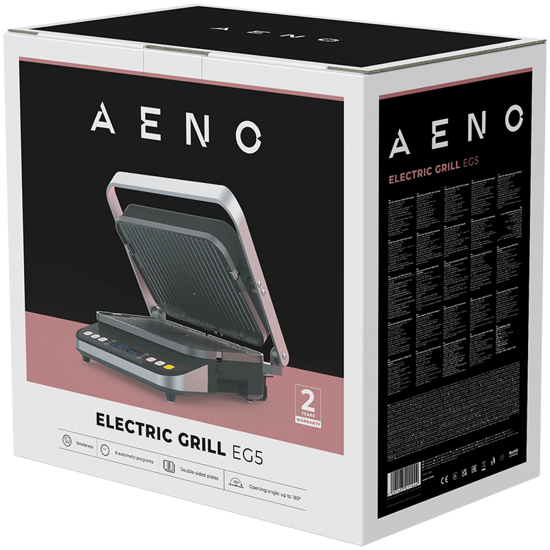 AENO EG5 Grill elektryczny 2000W 6 programów Rozmrażanie 320x220 Czarny-10