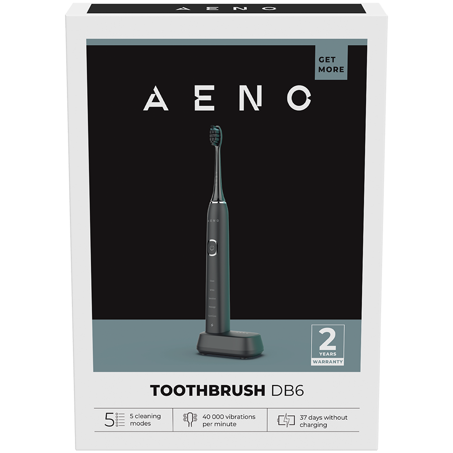 AENO DB6 Szczoteczka soniczna 46000 rpm 5 trybów 40 dni IPX7 Czarna