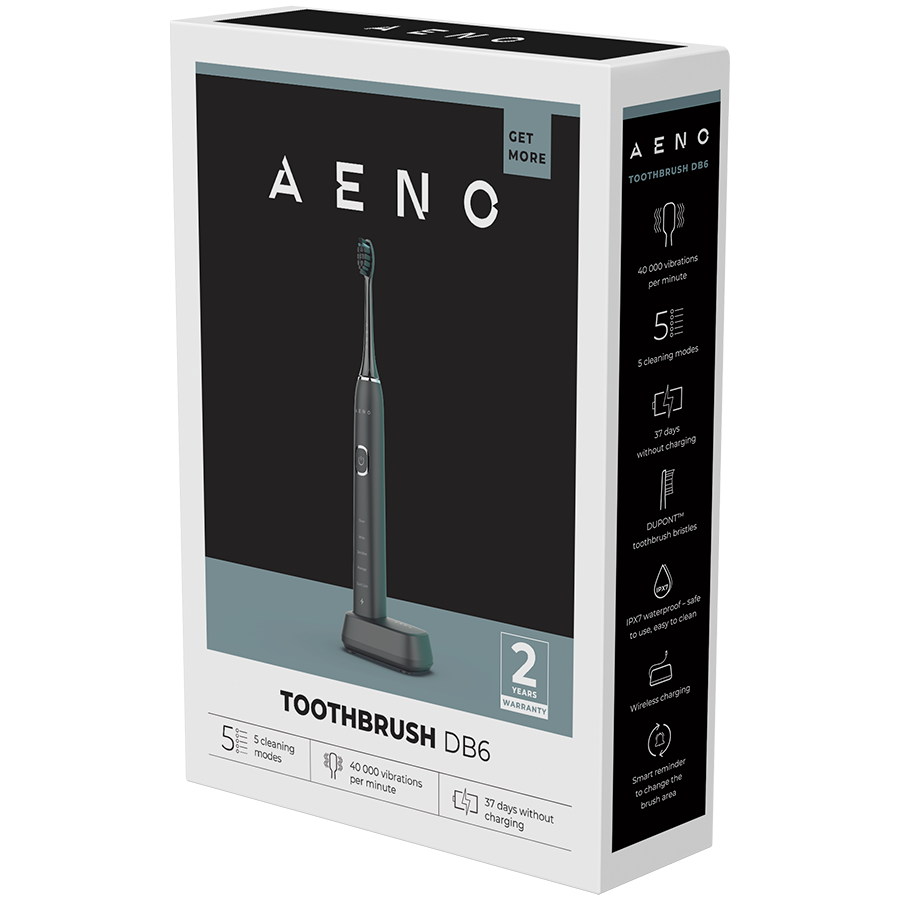 AENO DB6 Szczoteczka soniczna 46000 rpm 5 trybów 40 dni IPX7 Czarna