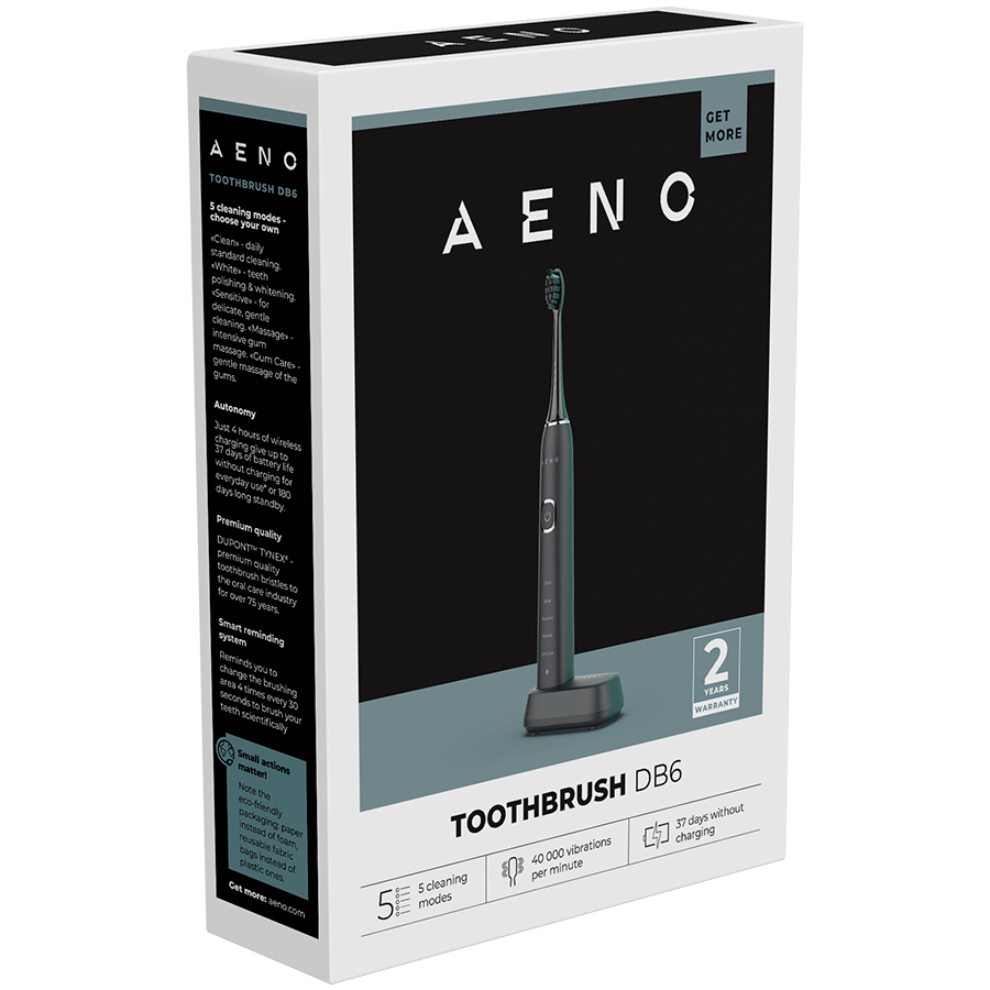 AENO DB6 Szczoteczka soniczna 46000 rpm 5 trybów 40 dni IPX7 Czarna