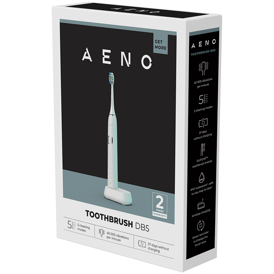 AENO DB5 Szczoteczka soniczna 46000 rpm 5 trybów 40 dni IPX7 Biała