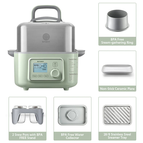 BUYDEEM Parowar 5L, G564, Cozy Greenish, EU-4