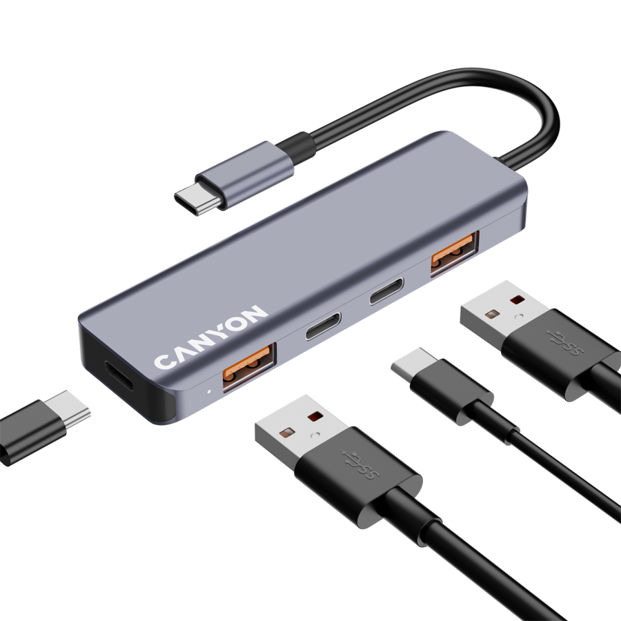 CANYON HUB DS-18 5 w 1 USB-C Szary
