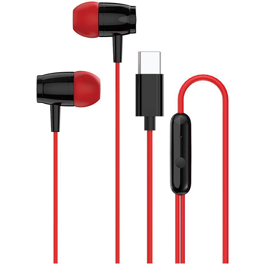 CANYON Słuchawki dokanałowe SEP-5 Przewód USB-C Czerwone