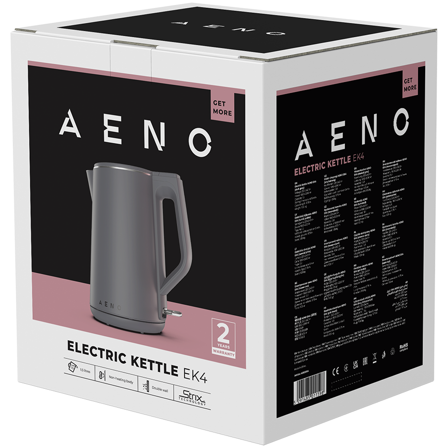 AENO EK4 Czajnik elektryczny 1.5L Podwójne ścianki Strix Szary