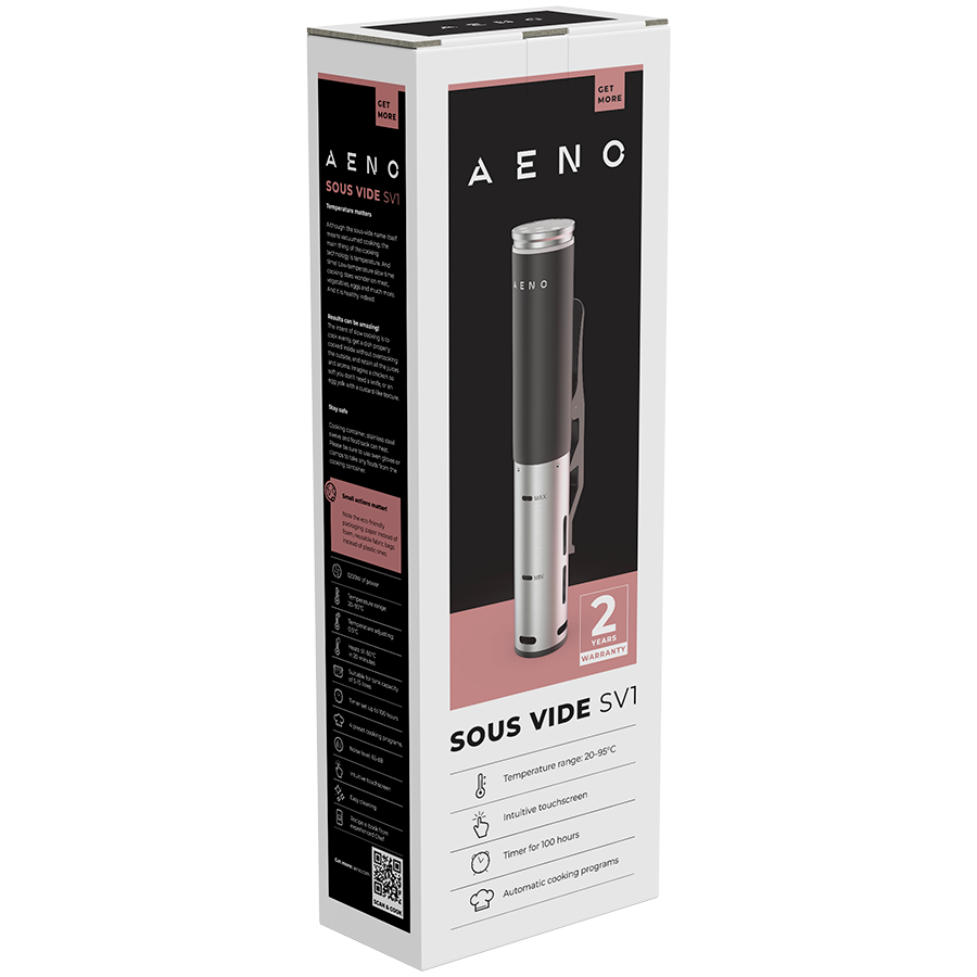 AENO SV1 Sous Vide 95°C 100 h 4 programy LCD IPX7 Czarno - Srebrny
