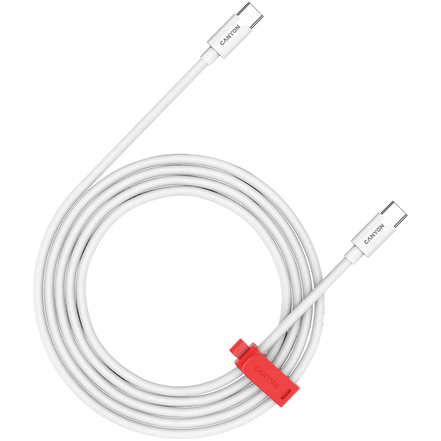 CANYON Kabel CC100AB C-C 100W Pleciony 2m Biały-1