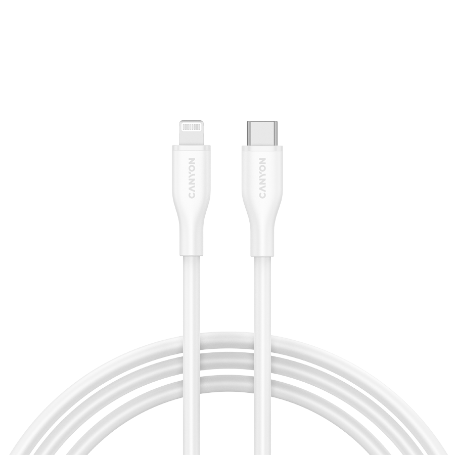 CANYON Kabel CLNM60 C-L 60W MFI 1m Silikonowy Biały