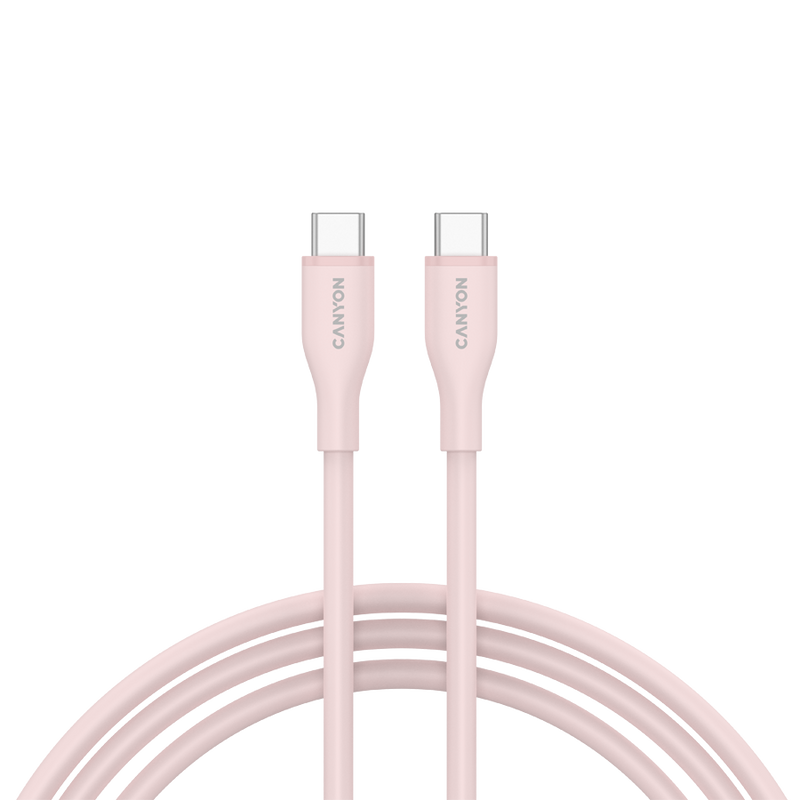 CANYON Kabel CC60SC10 C-C 60W 1m Silikonowy Różowo - Piaskowy-4