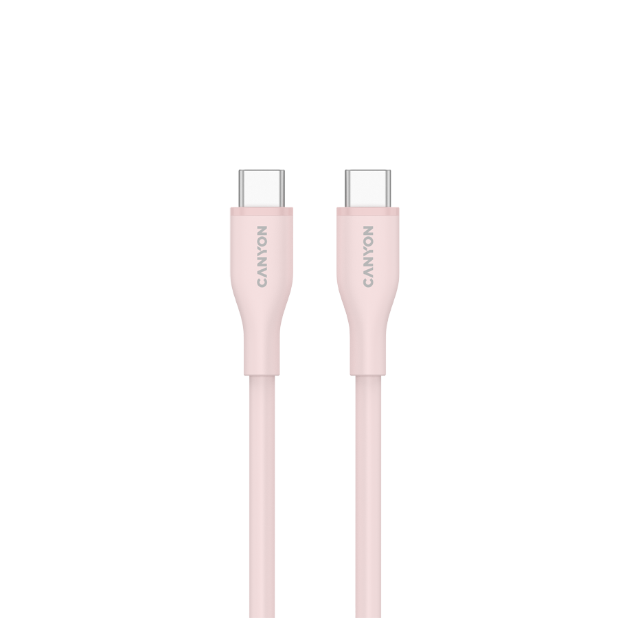 CANYON Kabel CC60SC10 C-C 60W 1m Silikonowy Różowo - Piaskowy-5