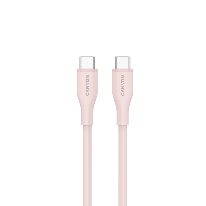 CANYON Kabel CC60SC10 C-C 60W 1m Silikonowy Różowo - Piaskowy-5