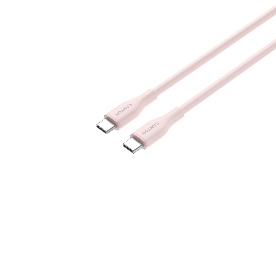 CANYON Kabel CC60SC10 C-C 60W 1m Silikonowy Różowo - Piaskowy-6