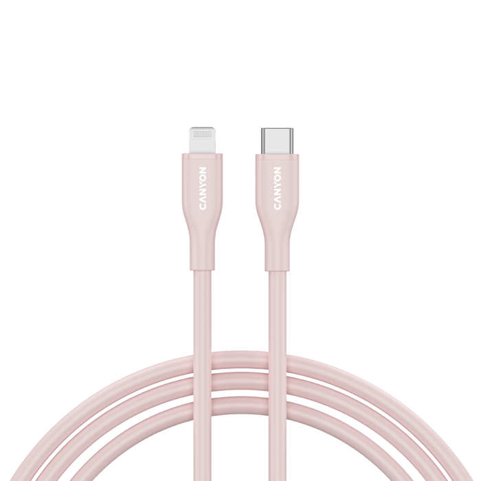 CANYON Kabel CLNM60 C-L 60W MFI 1m Silikonowy Różowy