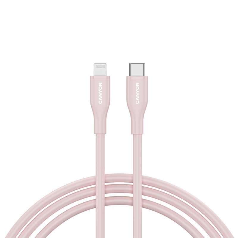 CANYON Kabel CLNM60 C-L 60W MFI 1m Silikonowy Różowy-1