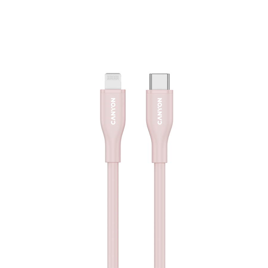 CANYON Kabel CLNM60 C-L 60W MFI 1m Silikonowy Różowy-2