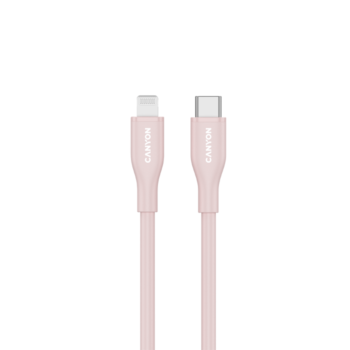 CANYON Kabel CLNM60 C-L 60W MFI 1m Silikonowy Różowy