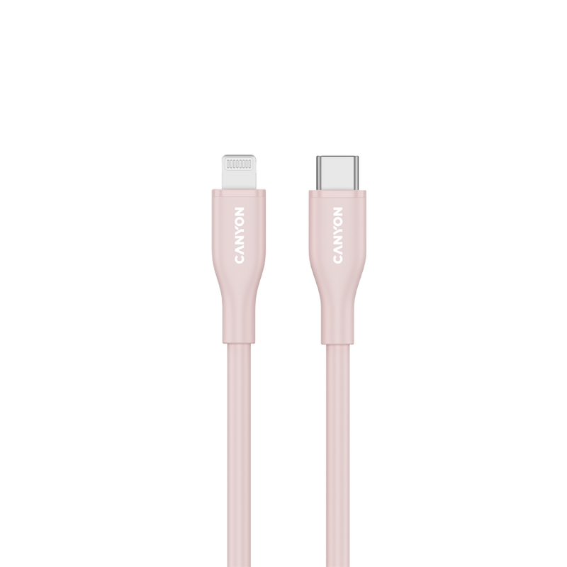 CANYON Kabel CLNM60 C-L 60W MFI 1m Silikonowy Różowy-2