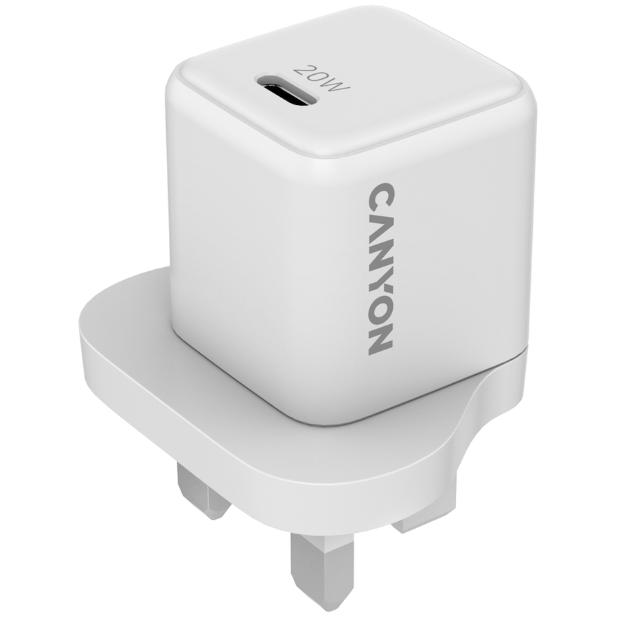 CANYON Ładowarka sieciowa CU20C GaN 20W 1xPD UK Biała