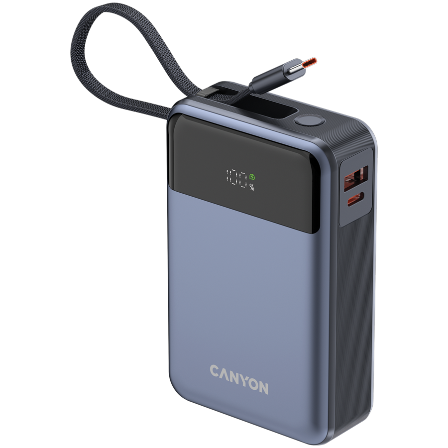 CANYON Powerbank OnPower 600 z kablem 20000 mAh PD65W Grafitowy
