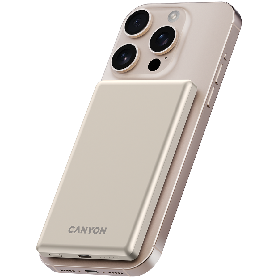 CANYON Powerbank OnPower 505 slim Magsafe 5000 mAh PD20W Beżowy