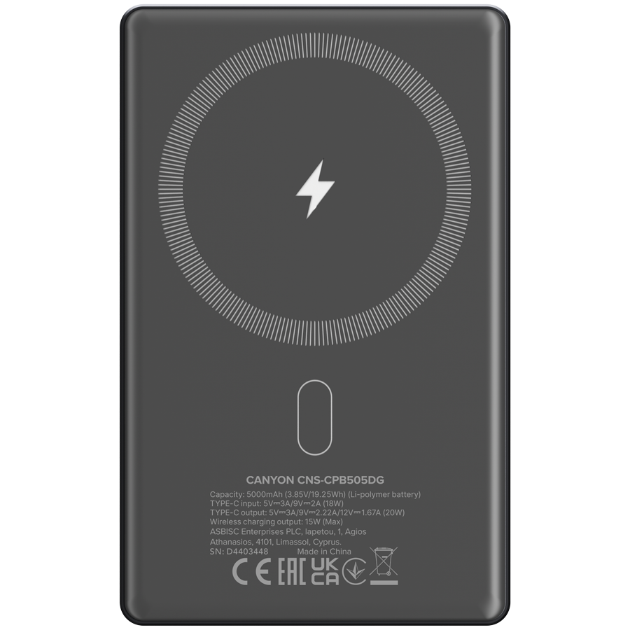 CANYON Powerbank OnPower 505 slim MagSafe 5000 mAh PD20W