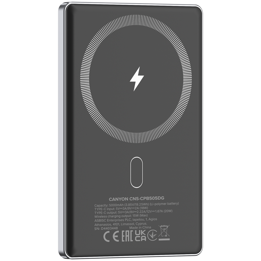 CANYON Powerbank OnPower 505 slim MagSafe 5000 mAh PD20W