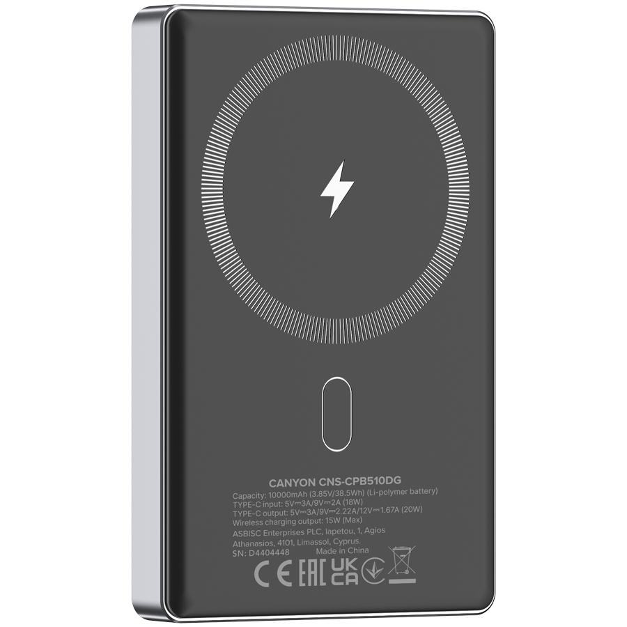 CANYON Powerbank OnPower 510 slim Magsafe 10000 mAh PD20W Beżowy