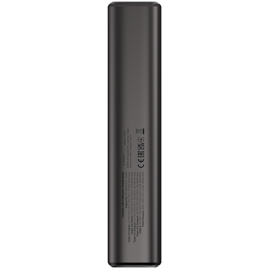 CANYON Powerbank OnPower 230 TFT 20000 mAh PD130W Grafitowy-3