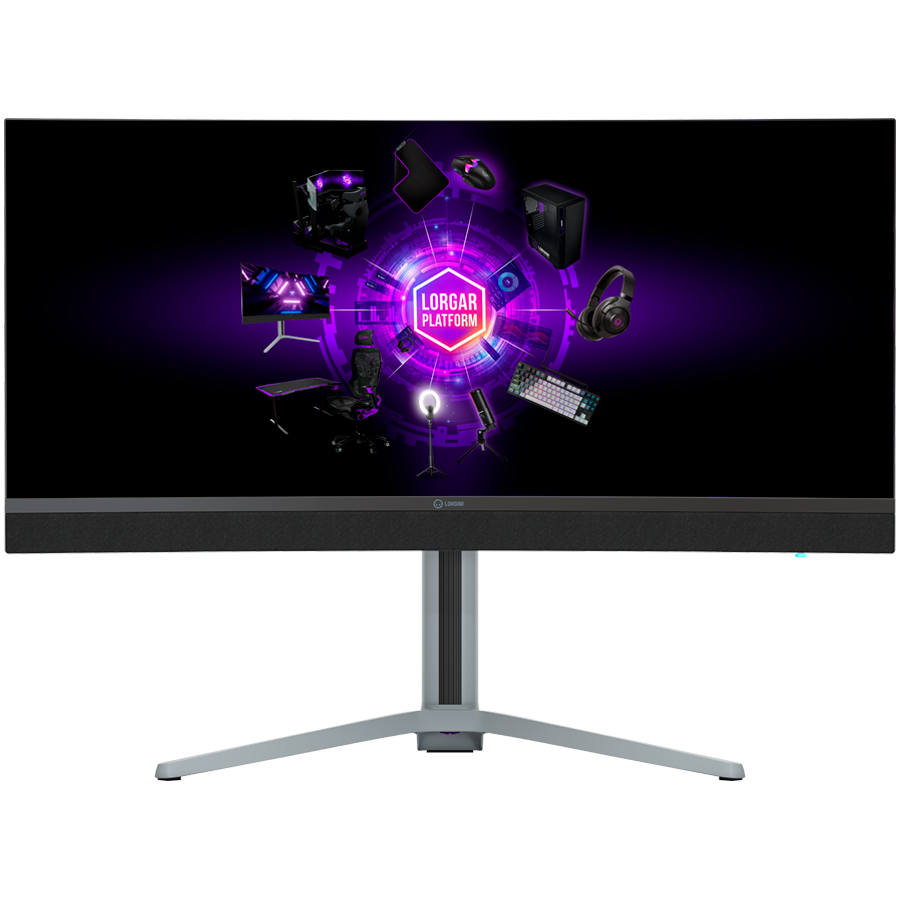 LORGAR UWQHD Mini LED Monitor Gamingowy Pro, 34'' (3440*1440) zakrzywiony, Czarno Szary