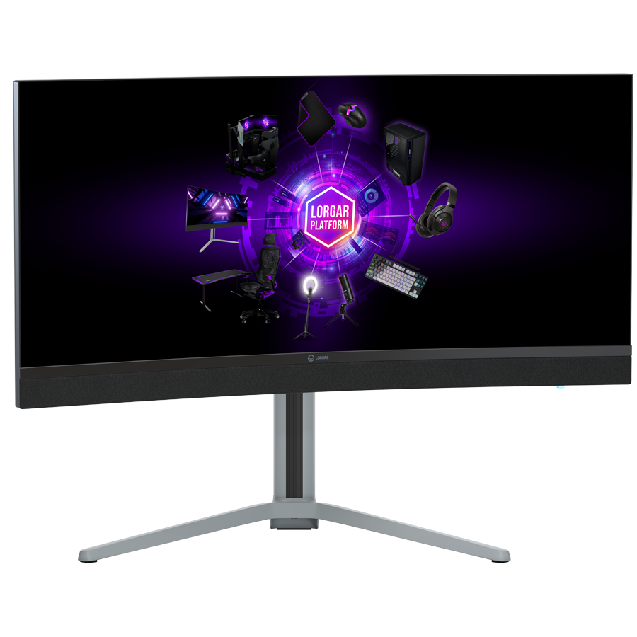 LORGAR UWQHD Mini LED Monitor Gamingowy Pro, 34'' (3440*1440) zakrzywiony, Czarno Szary